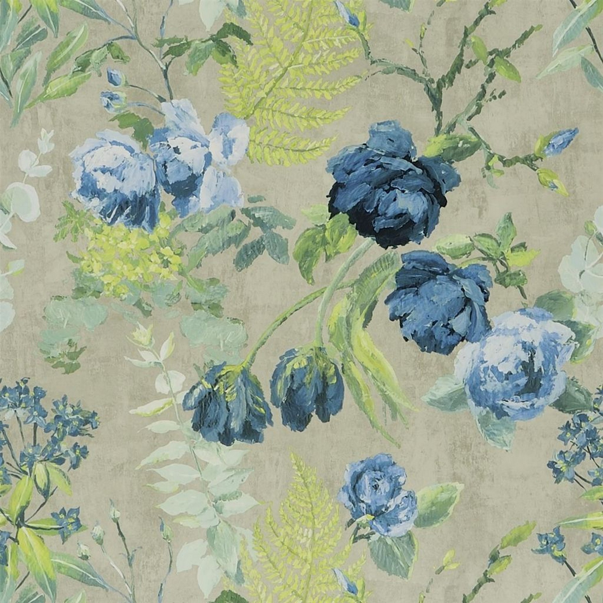 Tulipani Wallpaper Pdg678 By Designers Guild In Delft Blue